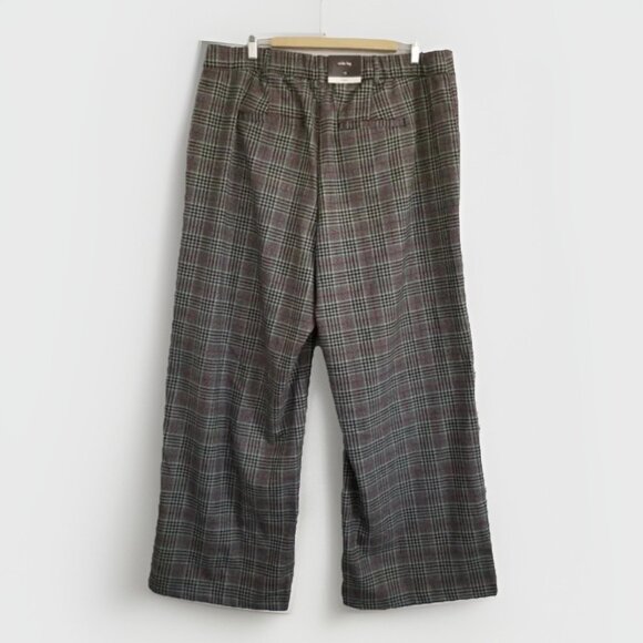 NWT AVA & VIV Gray Plaid High Rise Wide Leg Trousers Pants Size 18 - Picture 4 of 8
